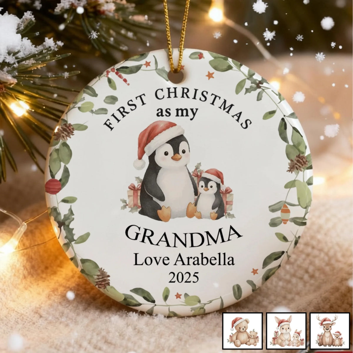 First Christmas As My Grandma - Personalized Ceramic Ornament, Gift For Grandma, First Christmas Gift, Xmas Ornament for New Nanny