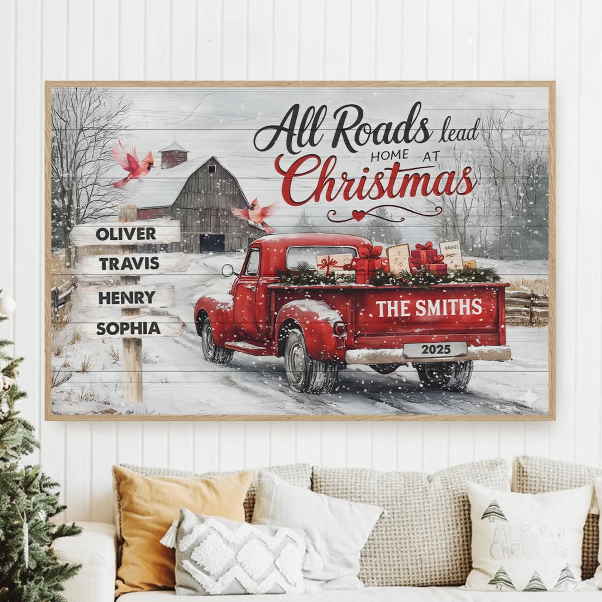 Truck Family Christmas, All Roads Lead Home at Christmas - Personalized Poster, Gift For Family