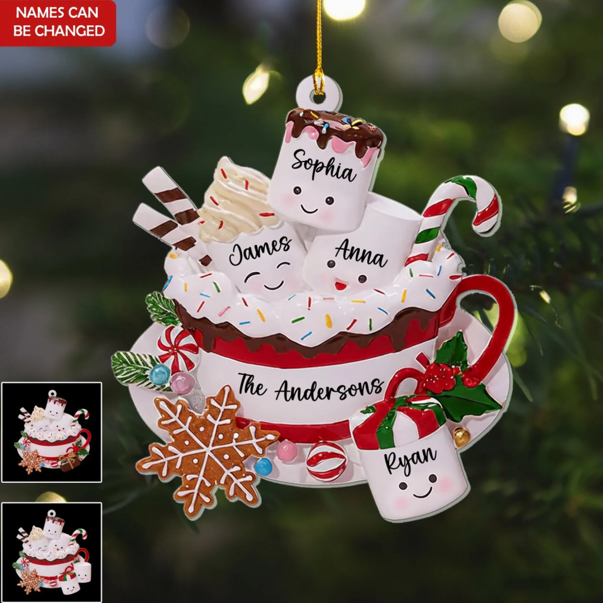 Christmas Marshmallow Family - Personalized Acrylic Ornament, Gift For Family
