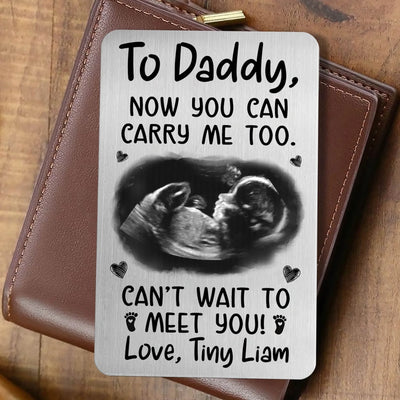 I Can't Wait To Meet You - Personalized Metal Wallet Card, Gift For Future Dad/Mom, Baby Announcement Gift