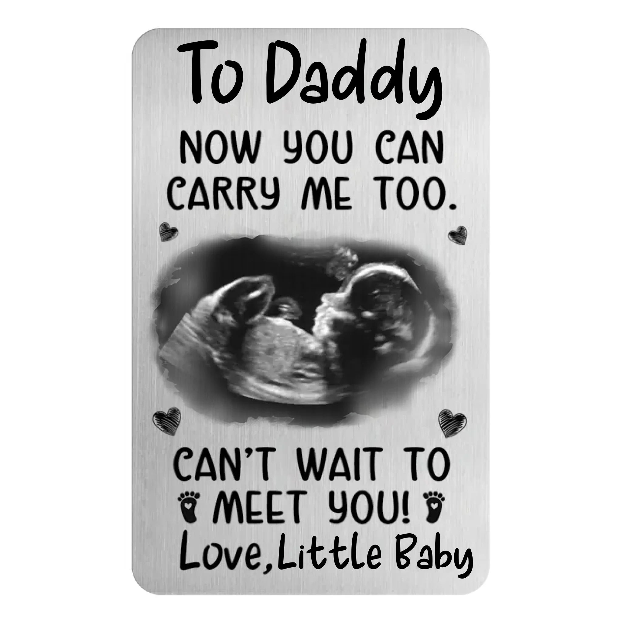 I Can't Wait To Meet You - Personalized Metal Wallet Card, Gift For Future Dad/Mom, Baby Announcement Gift