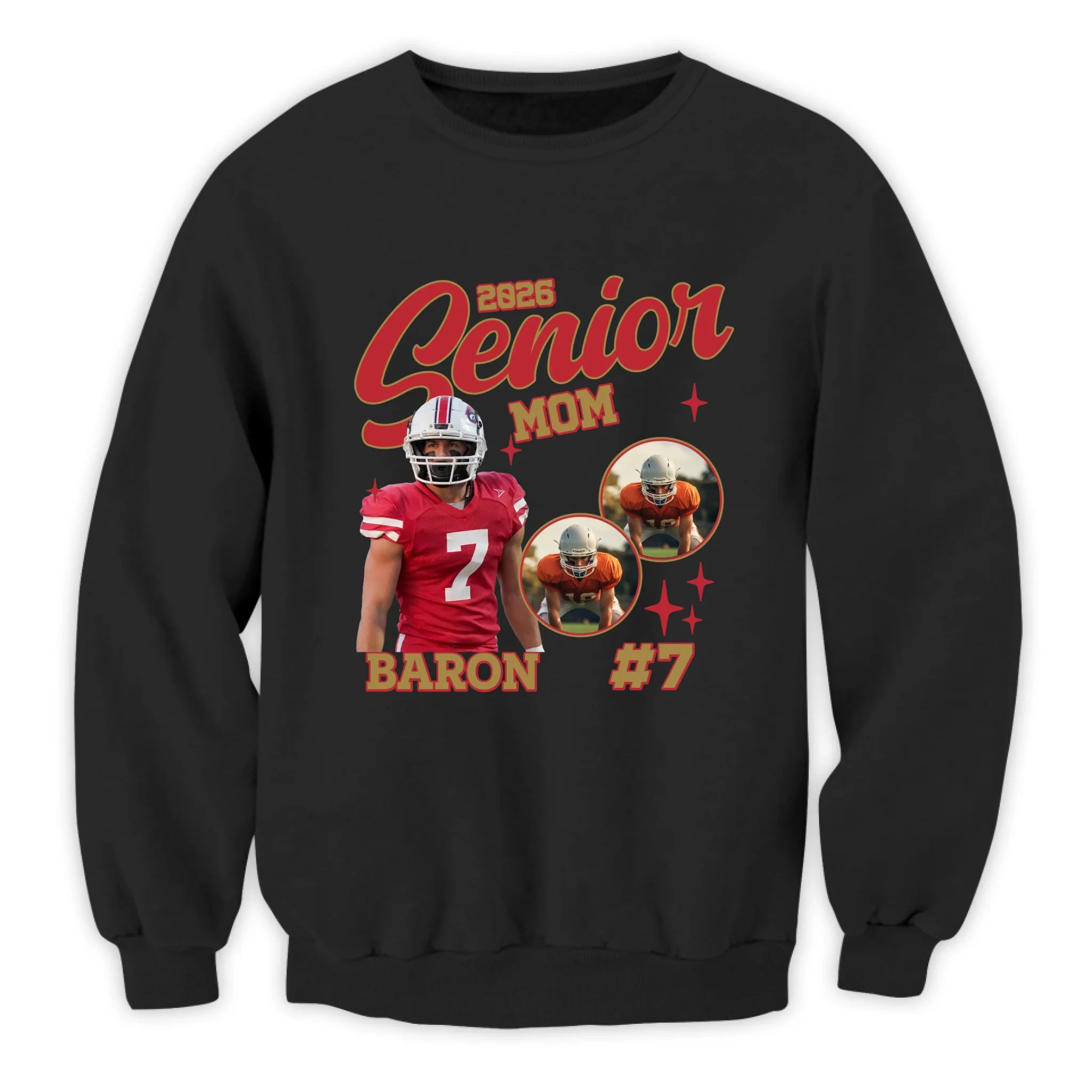 Custom Photo Collage Football Senior Mom - Personalized T-Shirt, Gift For Football Lover