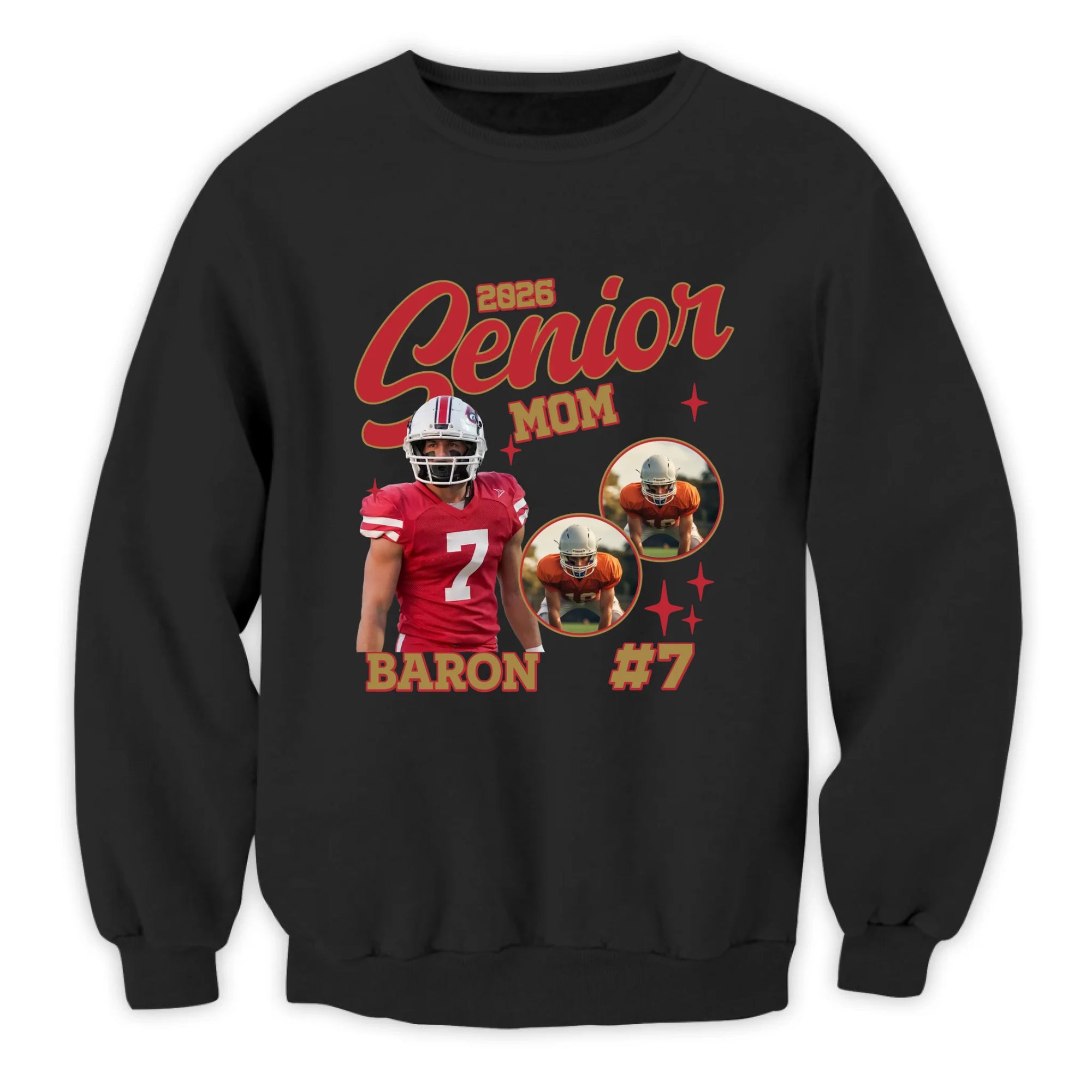 Custom Photo Collage Football Senior Mom - Personalized T-Shirt, Gift For Football Lover