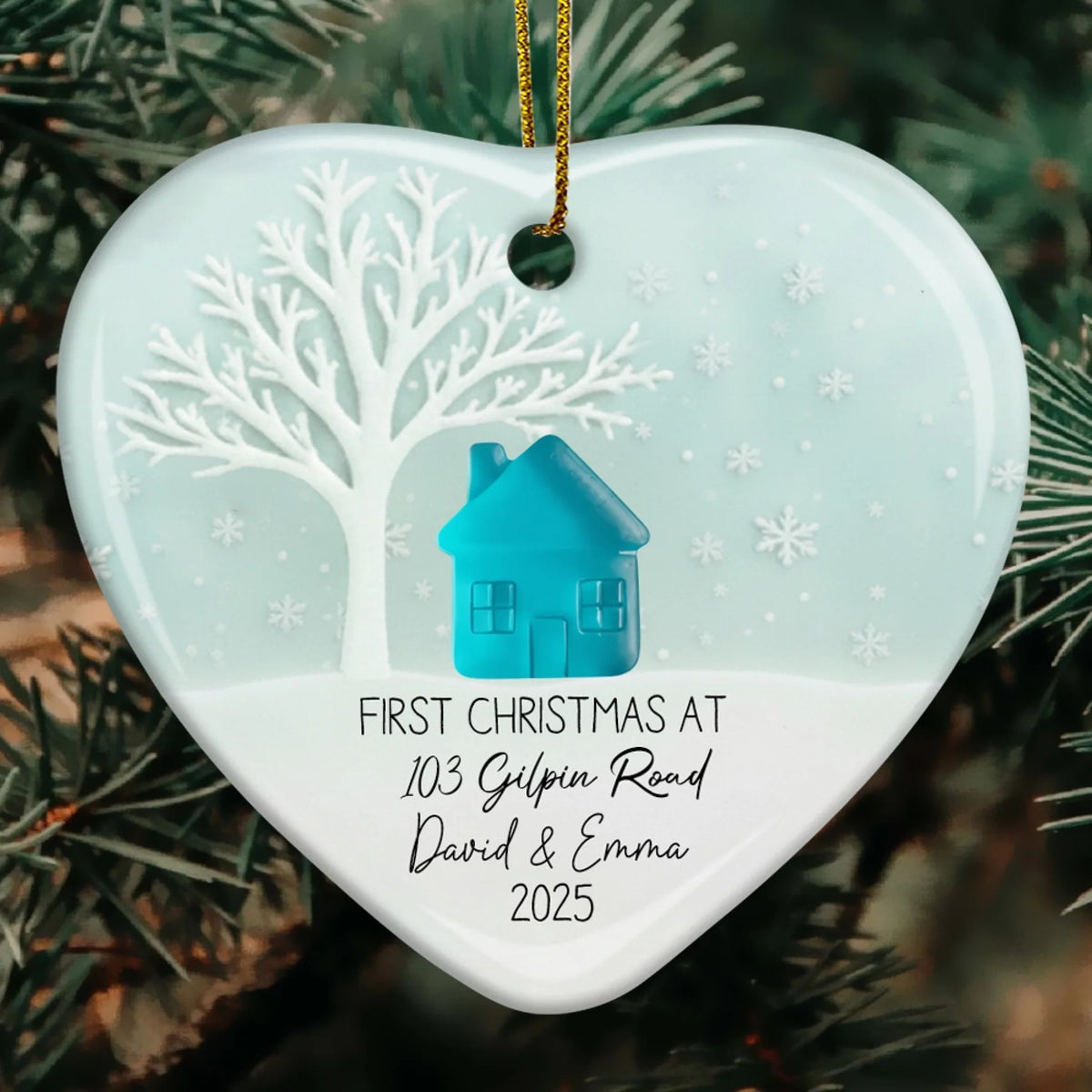Home Is Where Our Story Begins - Personalized Ceramic Ornament, Our New House Ornament 2025, Family Christmas Gift
