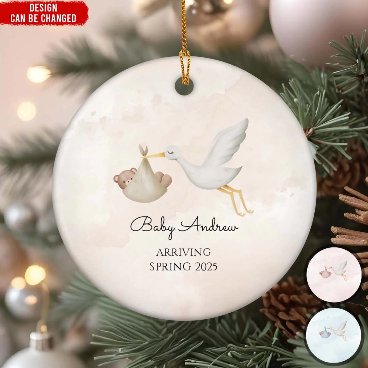 New Baby Arriving Soon - Personalized Ceramic Ornament, Baby's First Christmas Gift, Pregnancy Reveal Gift