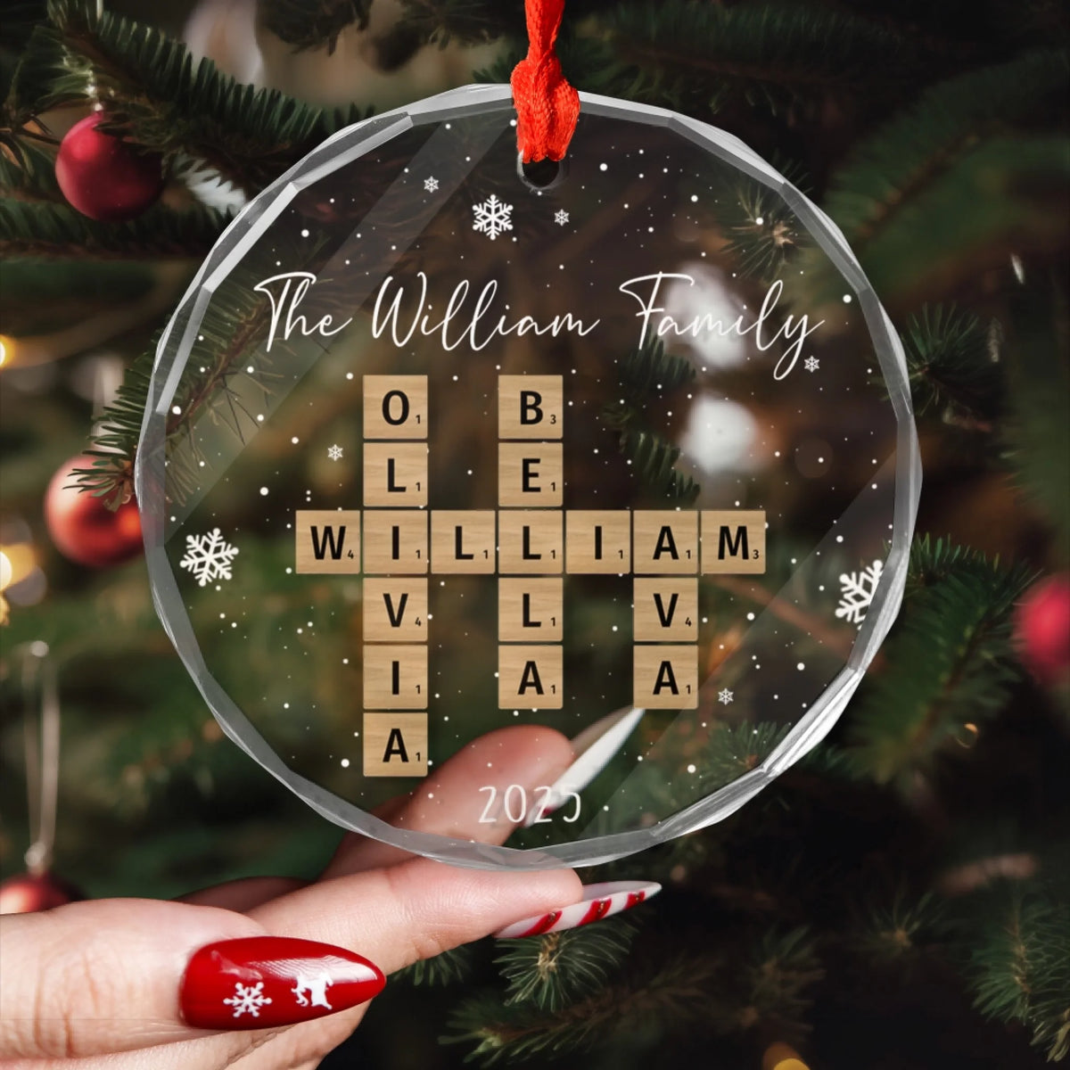The Best Memories Are Made Together - Personalized Glass Ornament, Custom Crossword Family Name Ornament, Family Christmas Keepsake