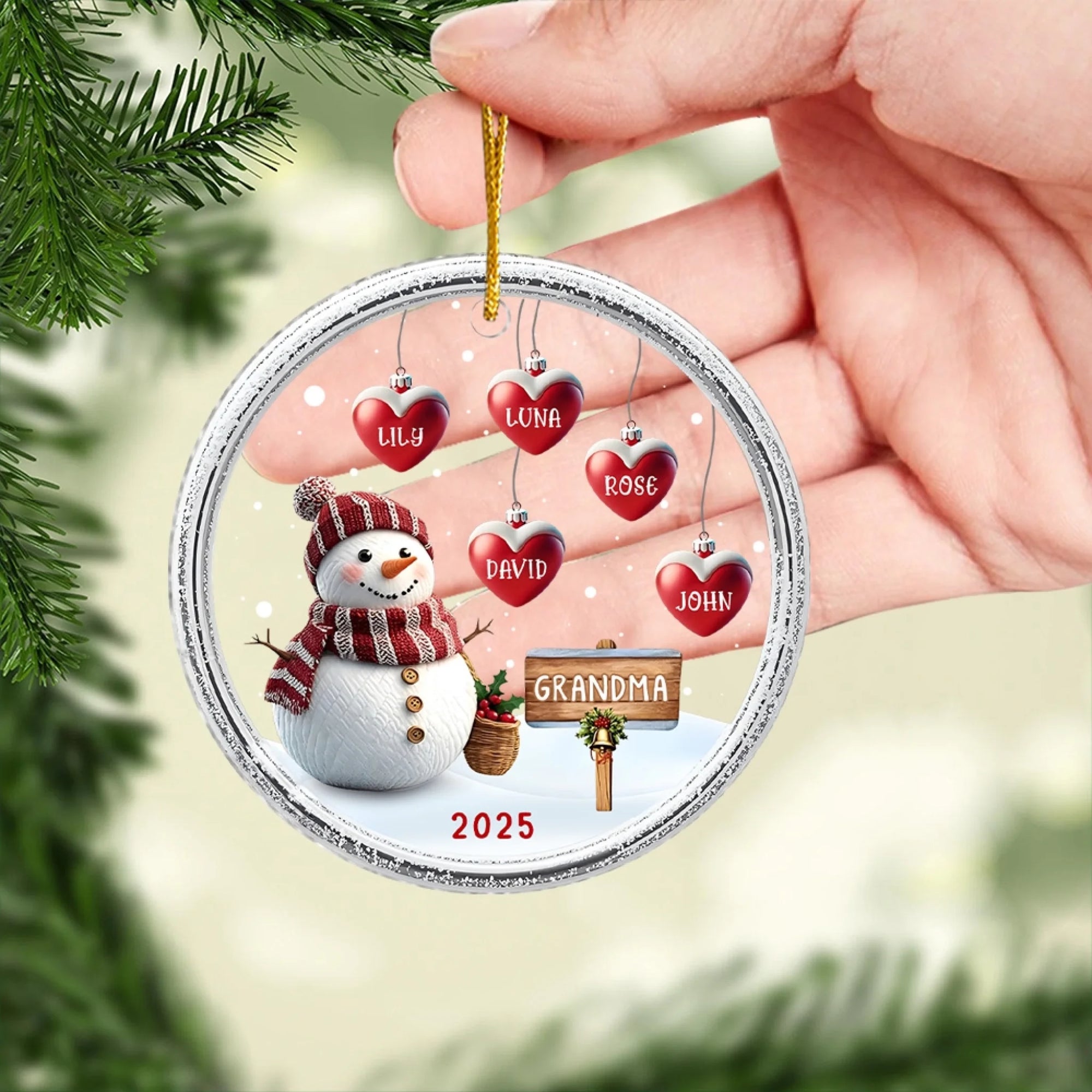 Family Snowman With Sweet Hearts mk 2