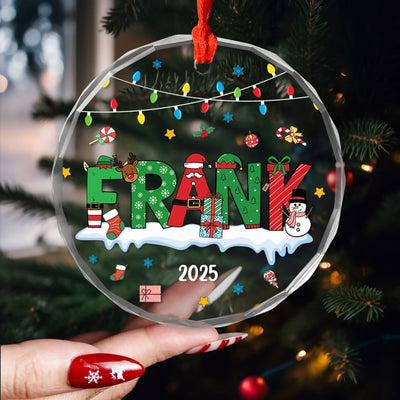 Letter Name With Christmas Light - Personalized Glass Ornament, Christmas Ornament, Family Christmas Keepsake, Christmas Tree Decor