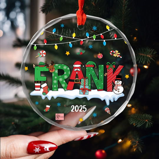 Letter Name With Christmas Light - Personalized Glass Ornament, Christmas Ornament, Family Christmas Keepsake, Christmas Tree Decor