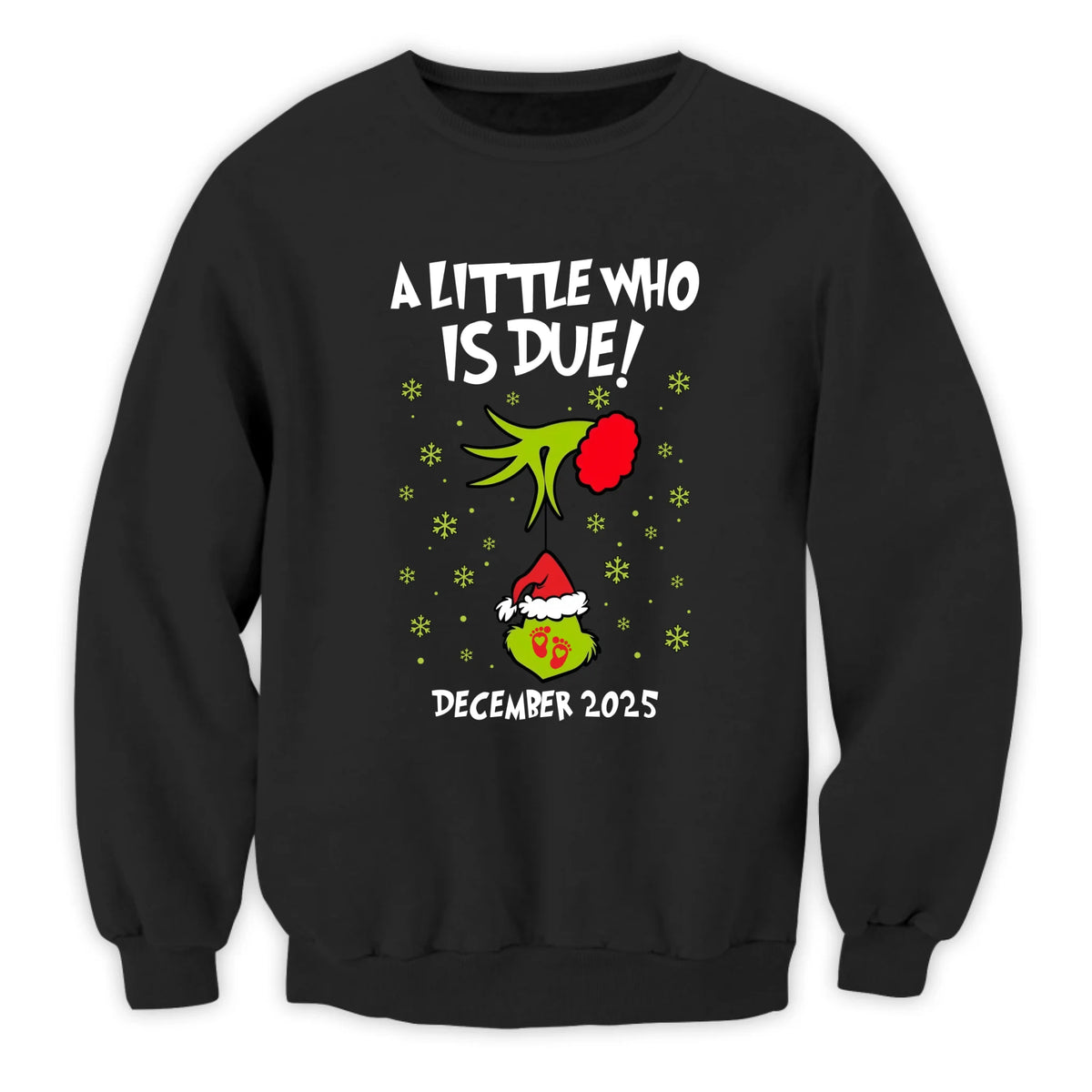 Custom A little Who Is Due Couples Grincmas Pregnancy Announcement - Personalized Sweatshirt, Christmas Maternity shirt, Gift For New Parents