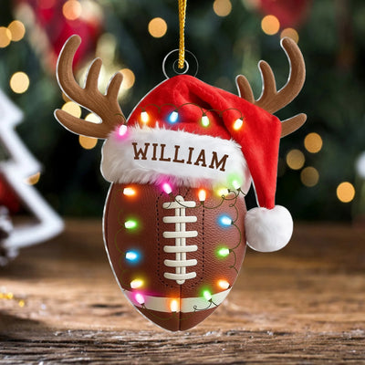 Touchdown The Halls With Boughs Of Holly - Personalized Acrylic Ornament, Custom Name Holiday Sports Fan Gift, Football Christmas Ornament