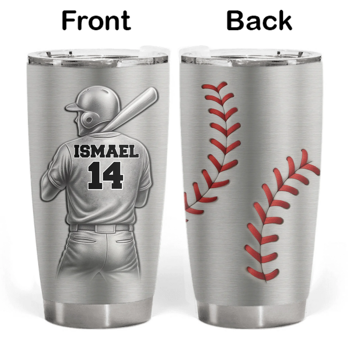 Baseball Player With Name & Number - Personalized Tumbler, Gift For Baseball Lover