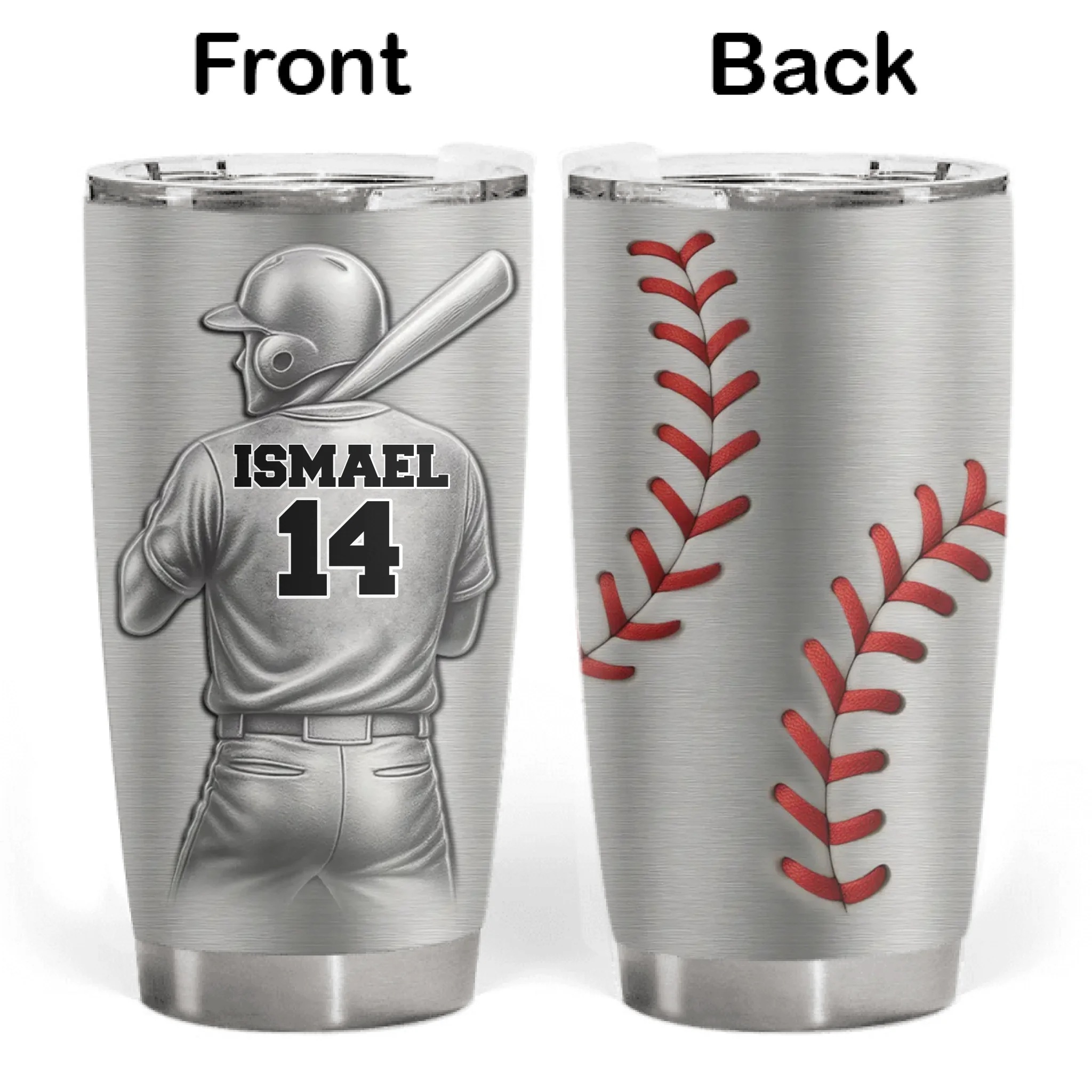 Baseball Player With Name & Number - Personalized Tumbler, Gift For Baseball Lover