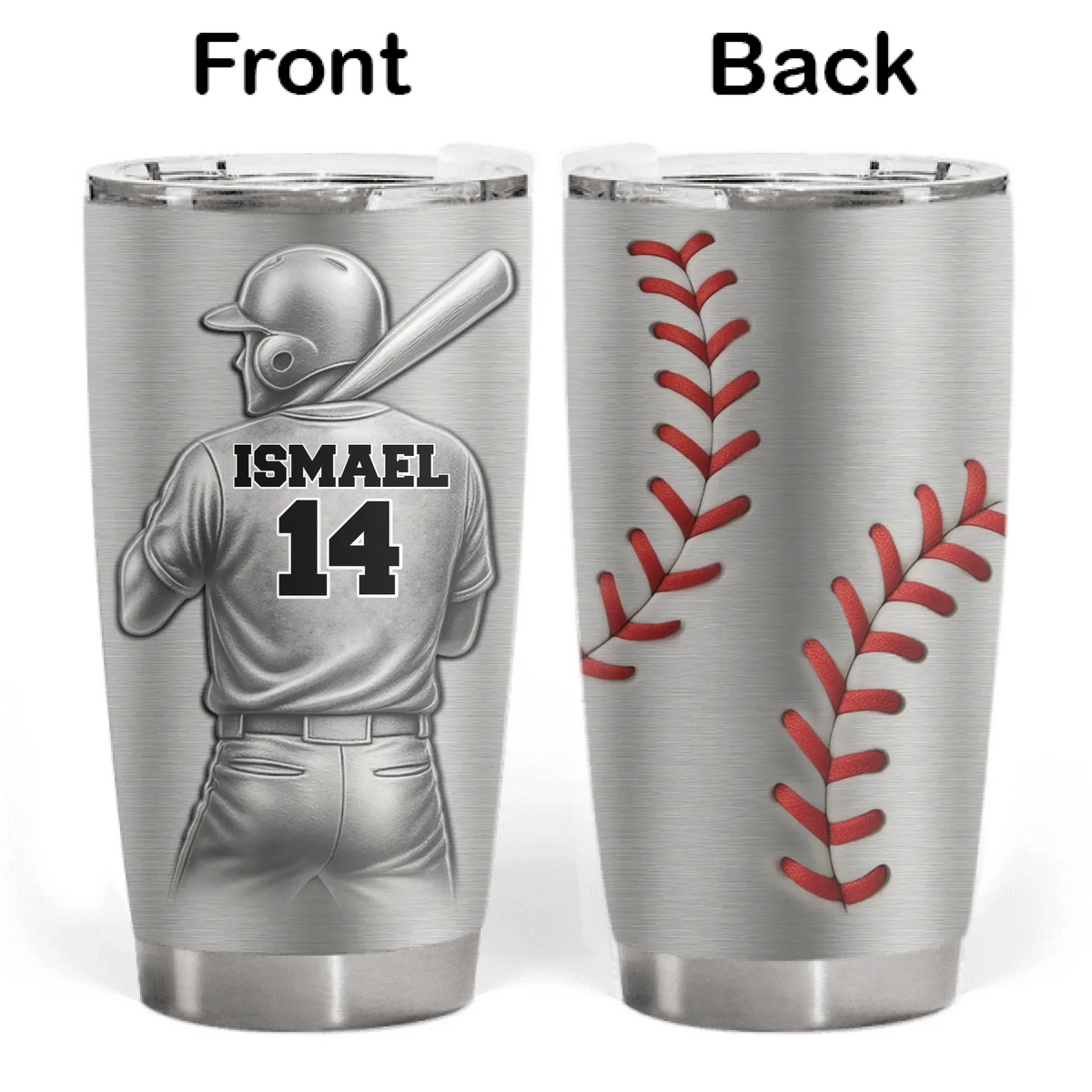 Baseball Player With Name &amp; Number - Personalized Tumbler, Gift For Baseball Lover