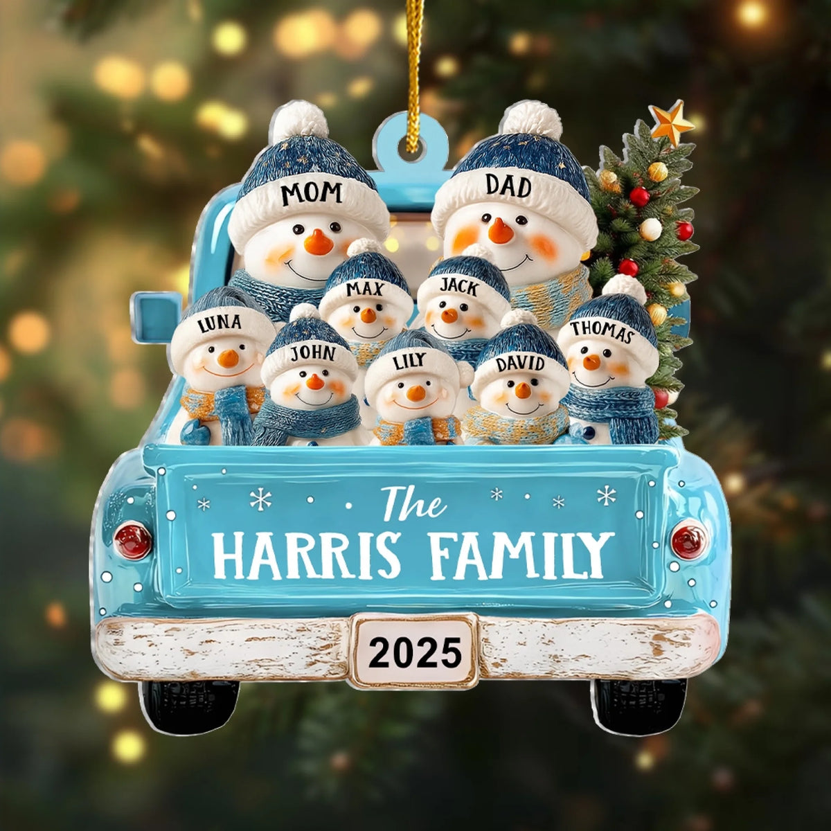 Red Truck Christmas With Snowman Family mk 6