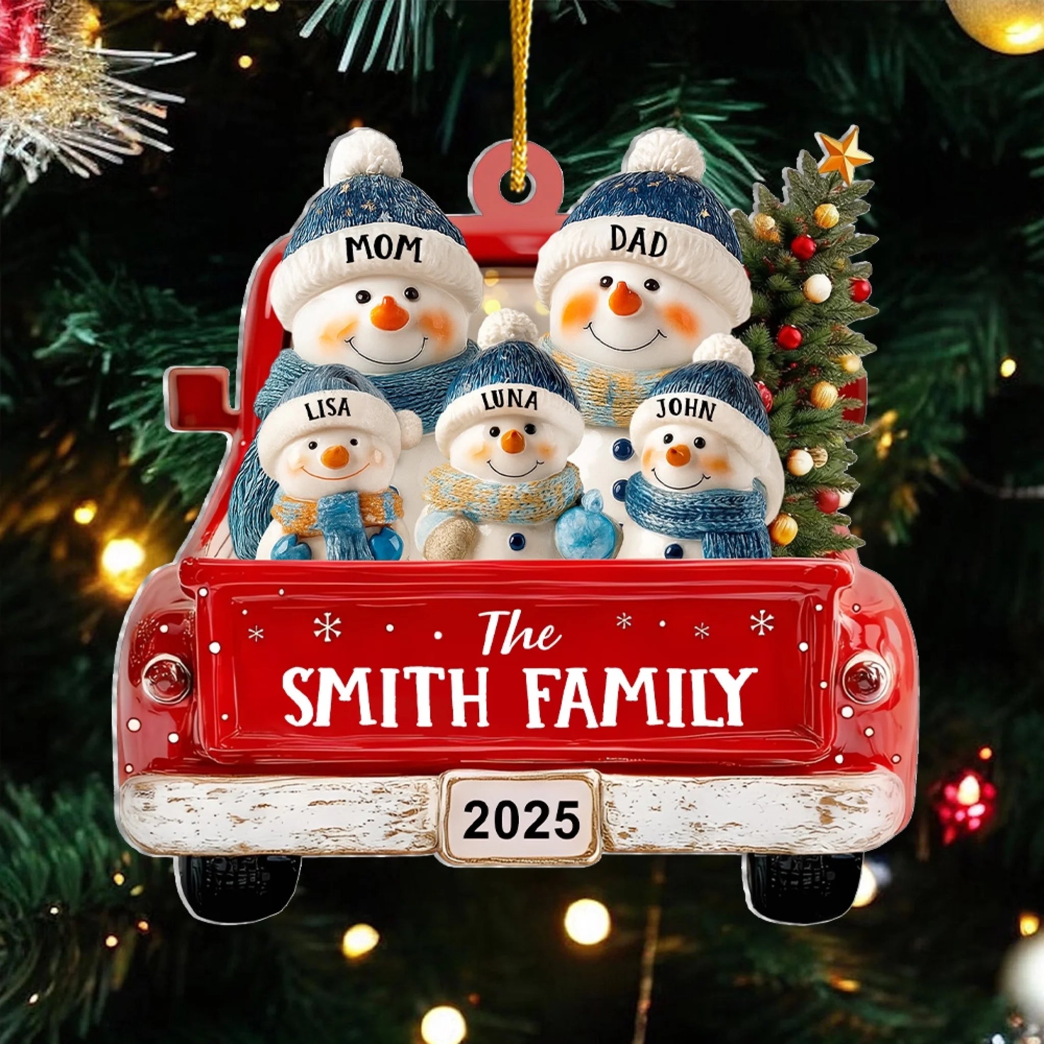 Red Truck Christmas With Snowman Family mk preview