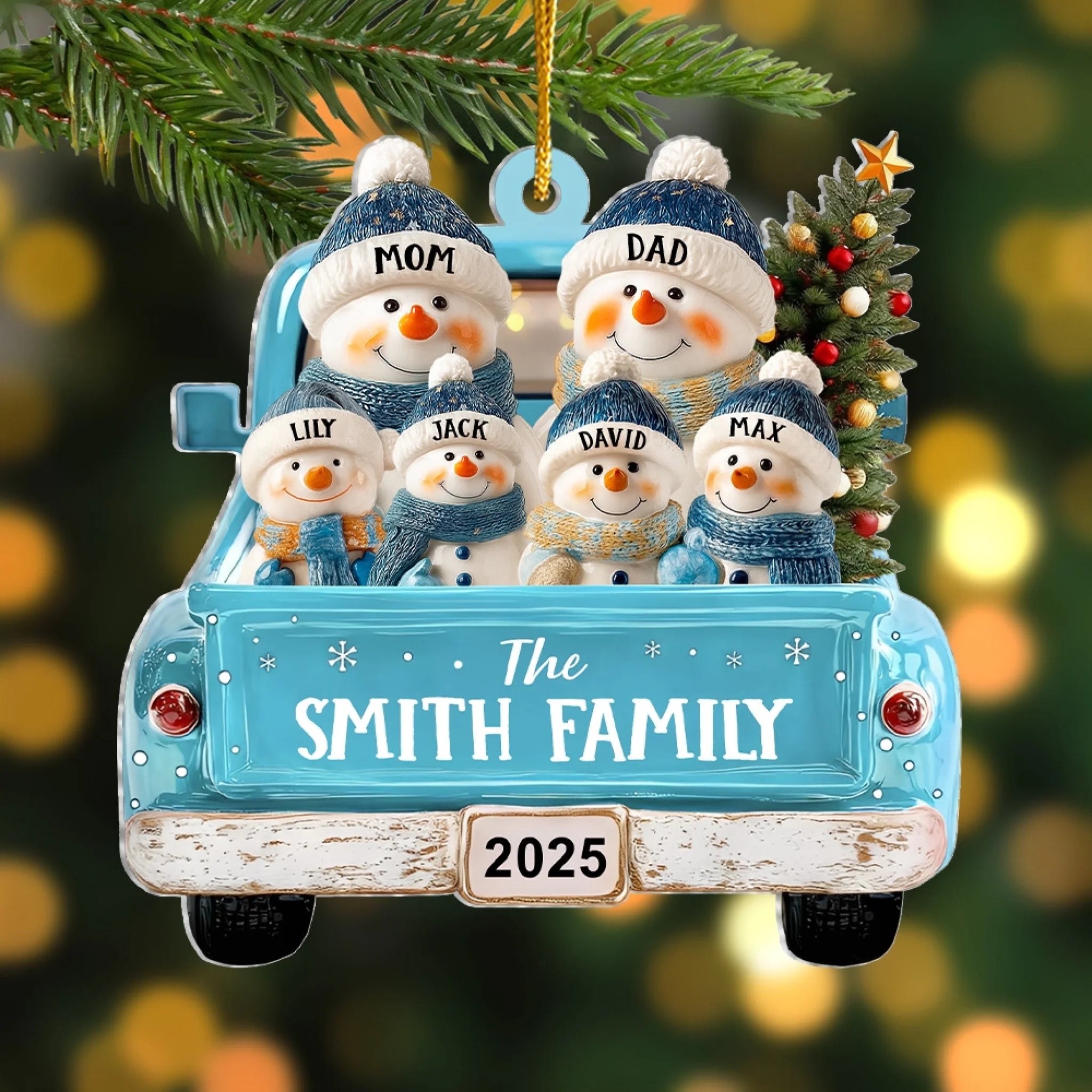 Red Truck Christmas With Snowman Family mk 4