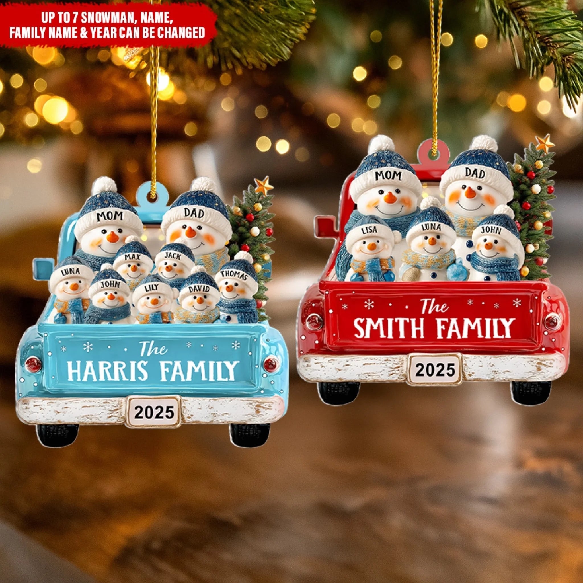 Red Truck Christmas With Snowman Family mk ads