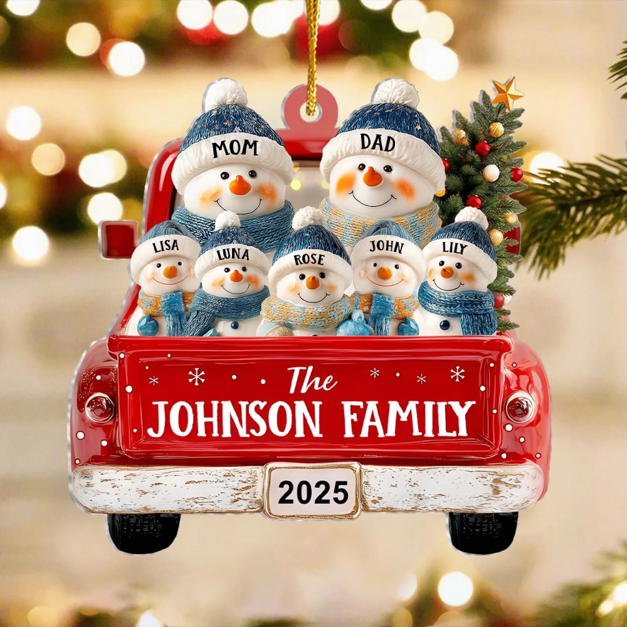 Red Truck Christmas With Snowman Family mk 3