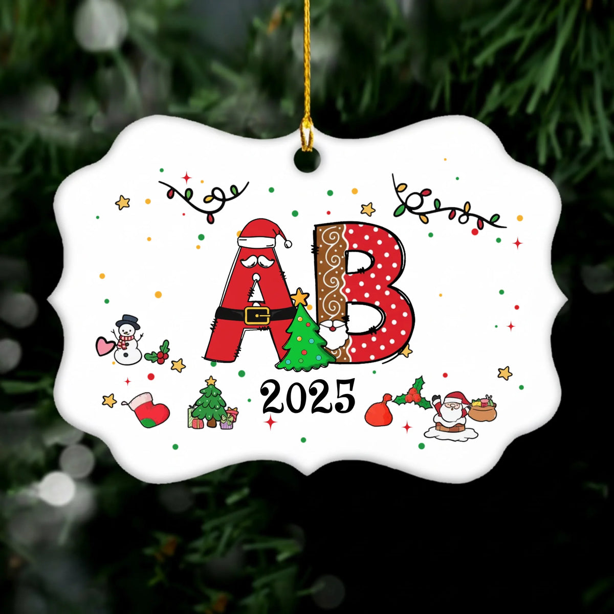 Alphabet Kids Name - Personalized Acrylic/Ceramic Ornament, Christmas Gift For Kids, Family Gift
