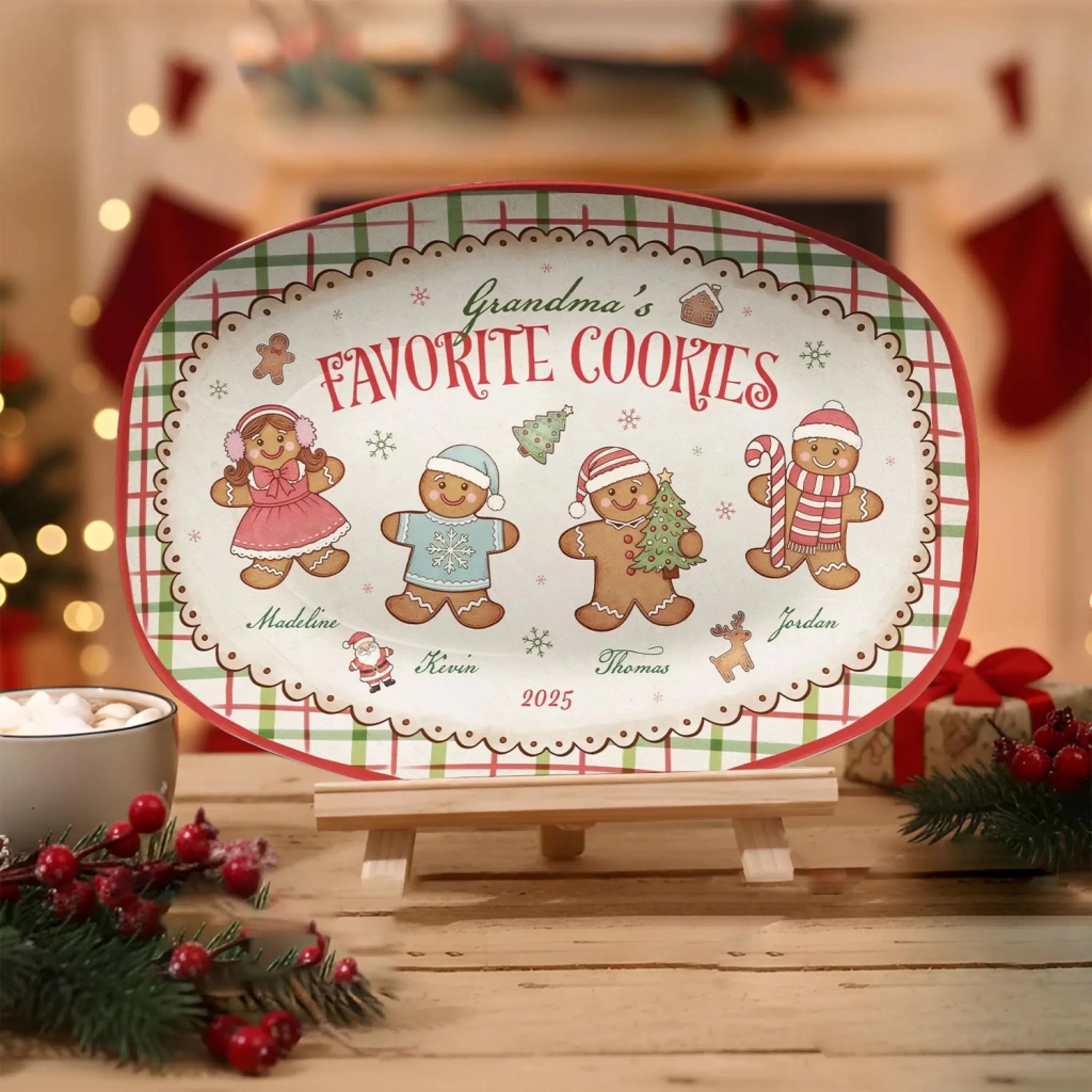 Gingerbread Grandma's Favorite Cookie - Personalized Plate, Gift For Family