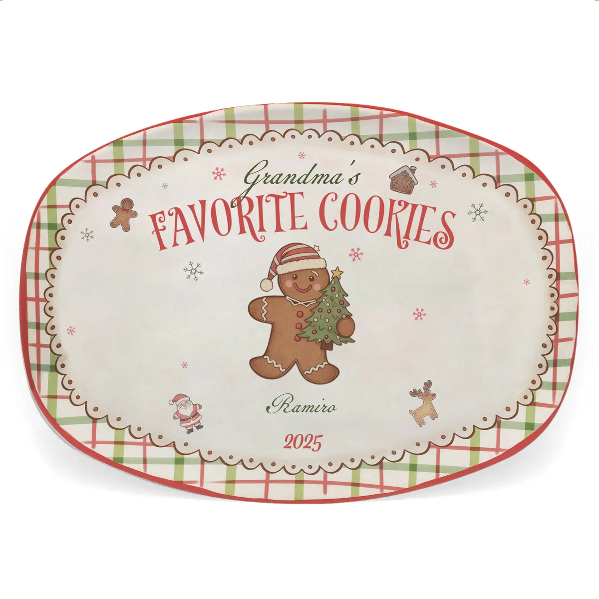 Gingerbread Grandma's Favorite Cookie - Personalized Plate, Gift For Family