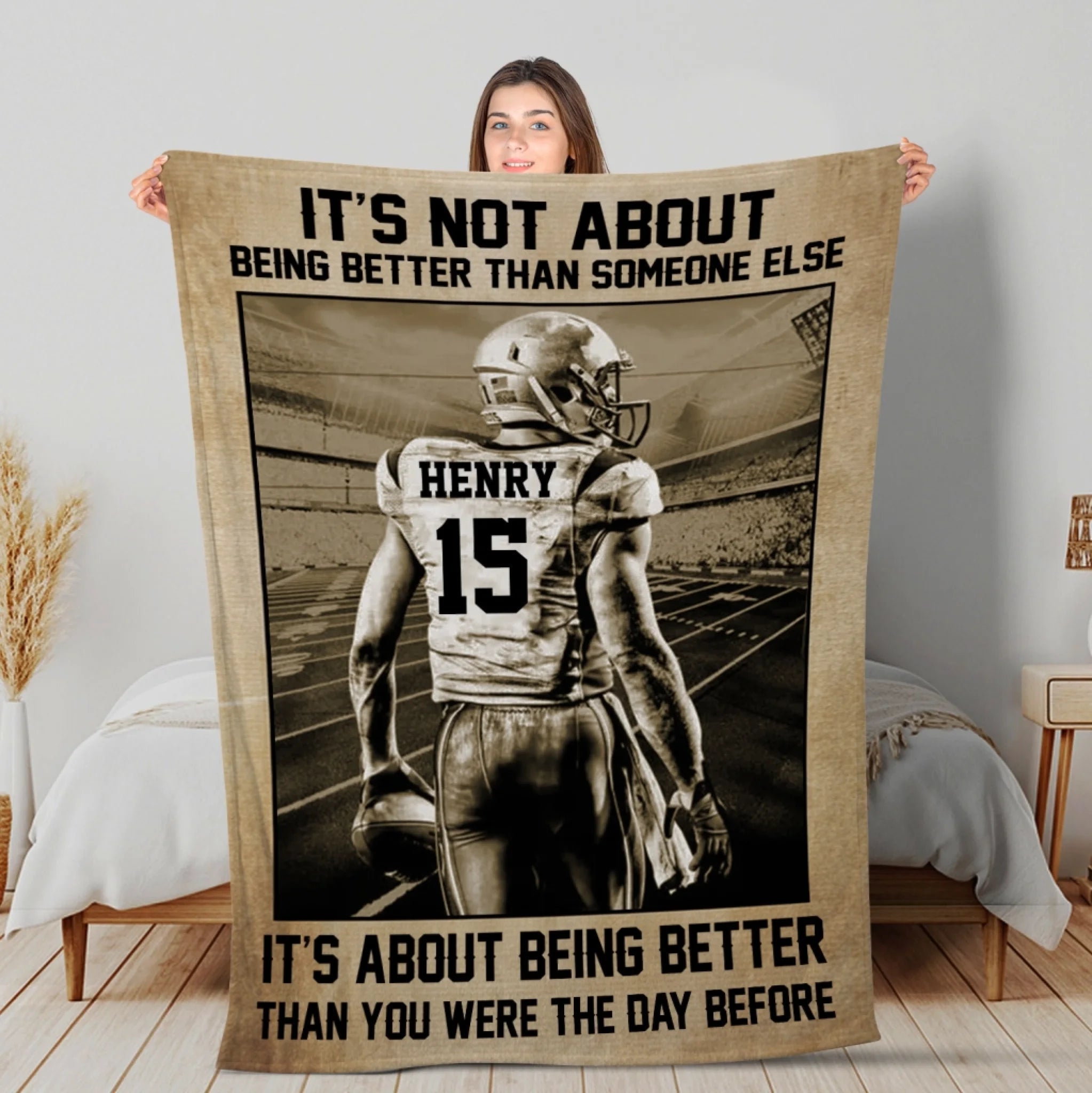 Become The Player Who's Better Than The Day Before - Personalized Blanket, Gift For Football Players, Gift For Him