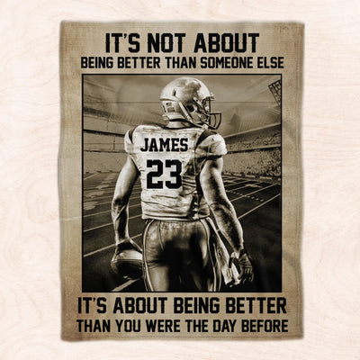 Become The Player Who's Better Than The Day Before - Personalized Blanket, Gift For Football Players, Gift For Him