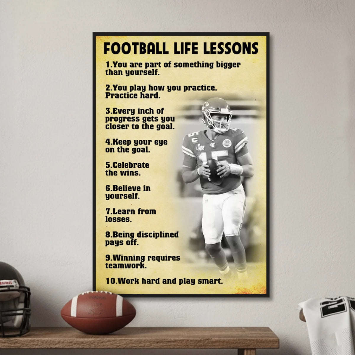 Football Life Lessons For Football Players - Personalized Poster, Football Player Gift, Football Lover Home Decor
