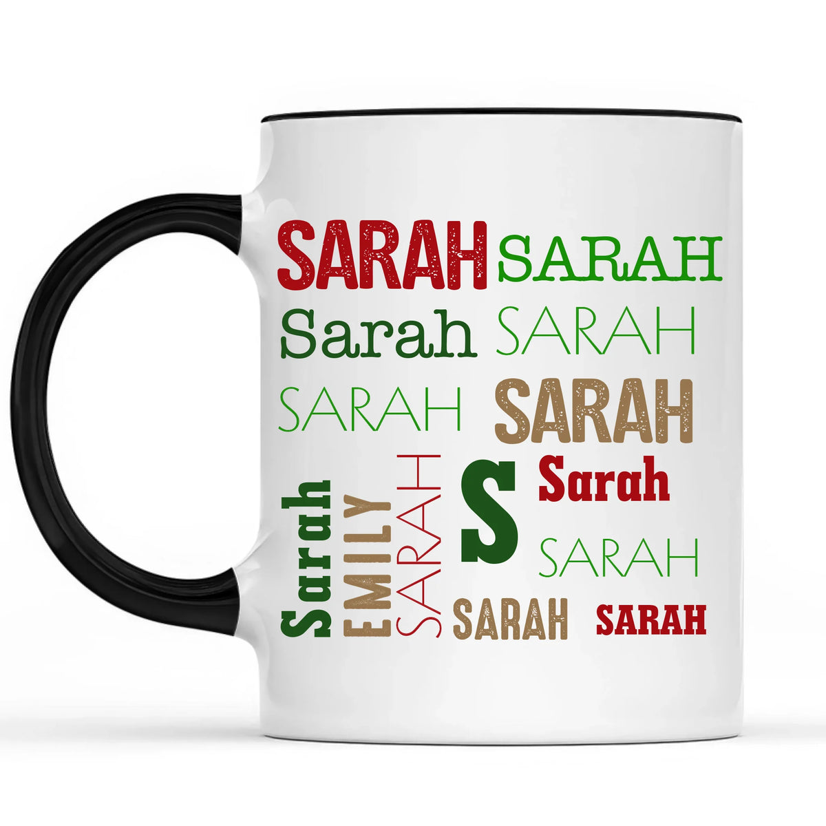 Christmas Repeating Name - Personalized Accent Mug, Gift For Family