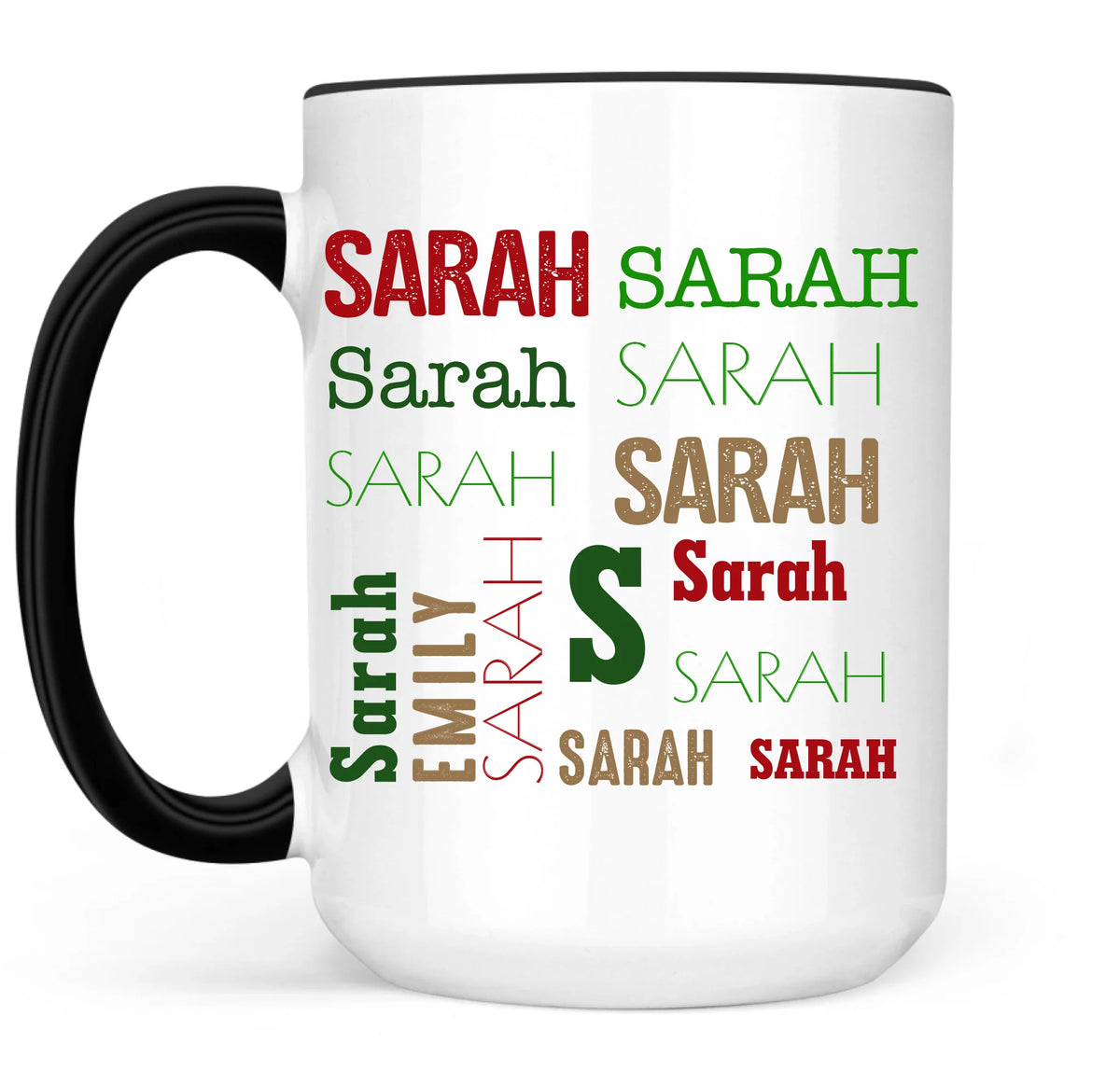 Christmas Repeating Name - Personalized Accent Mug, Gift For Family