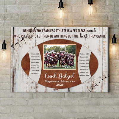The Best Coaches Light The Fire Within - Personalized Canvas, Custom Team Photo & Player Roster Gift, Football Coach Thank You Gift