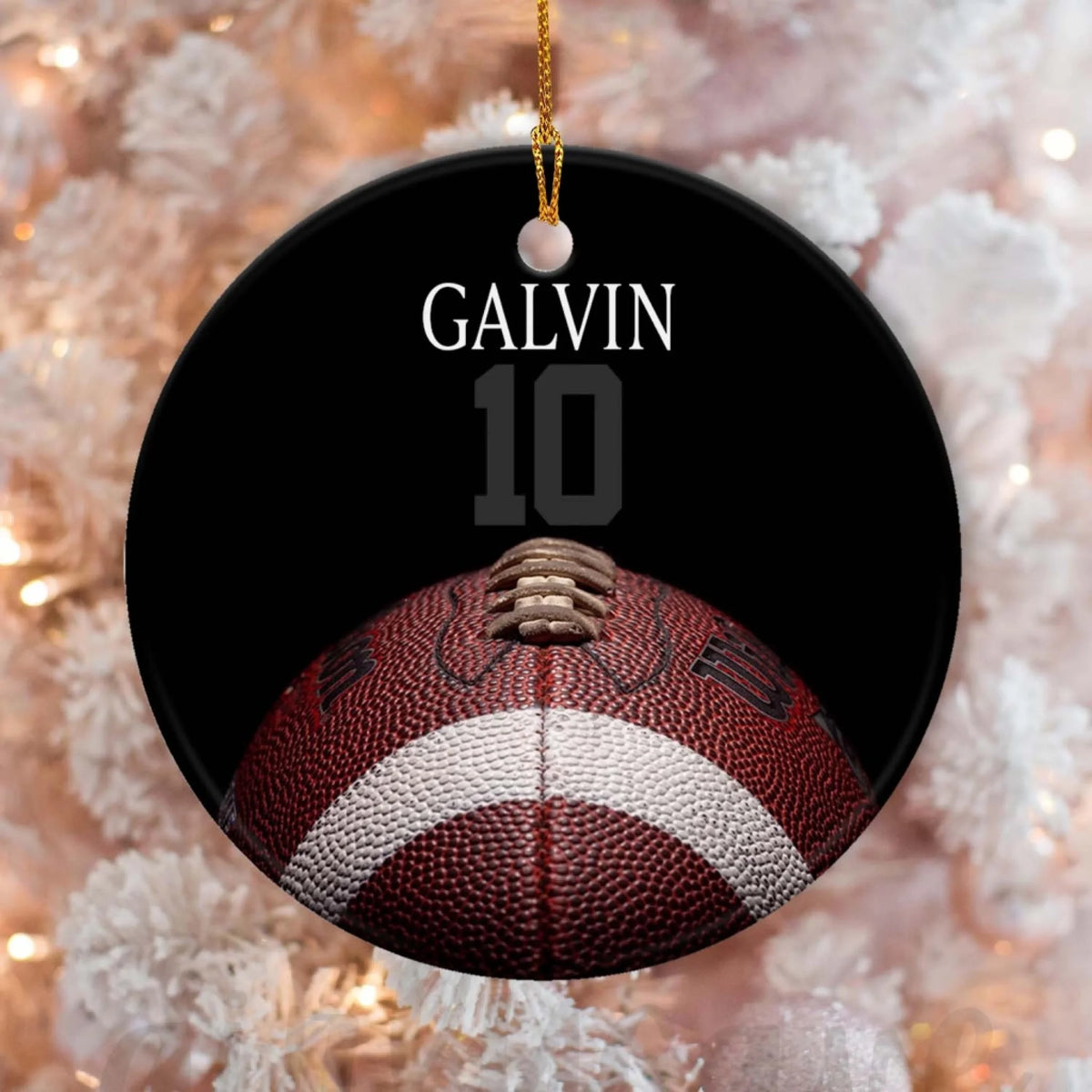 Football Art With Name & Number - Personalized Ceramic Ornament, Gift For Football Lover, Sport Lover