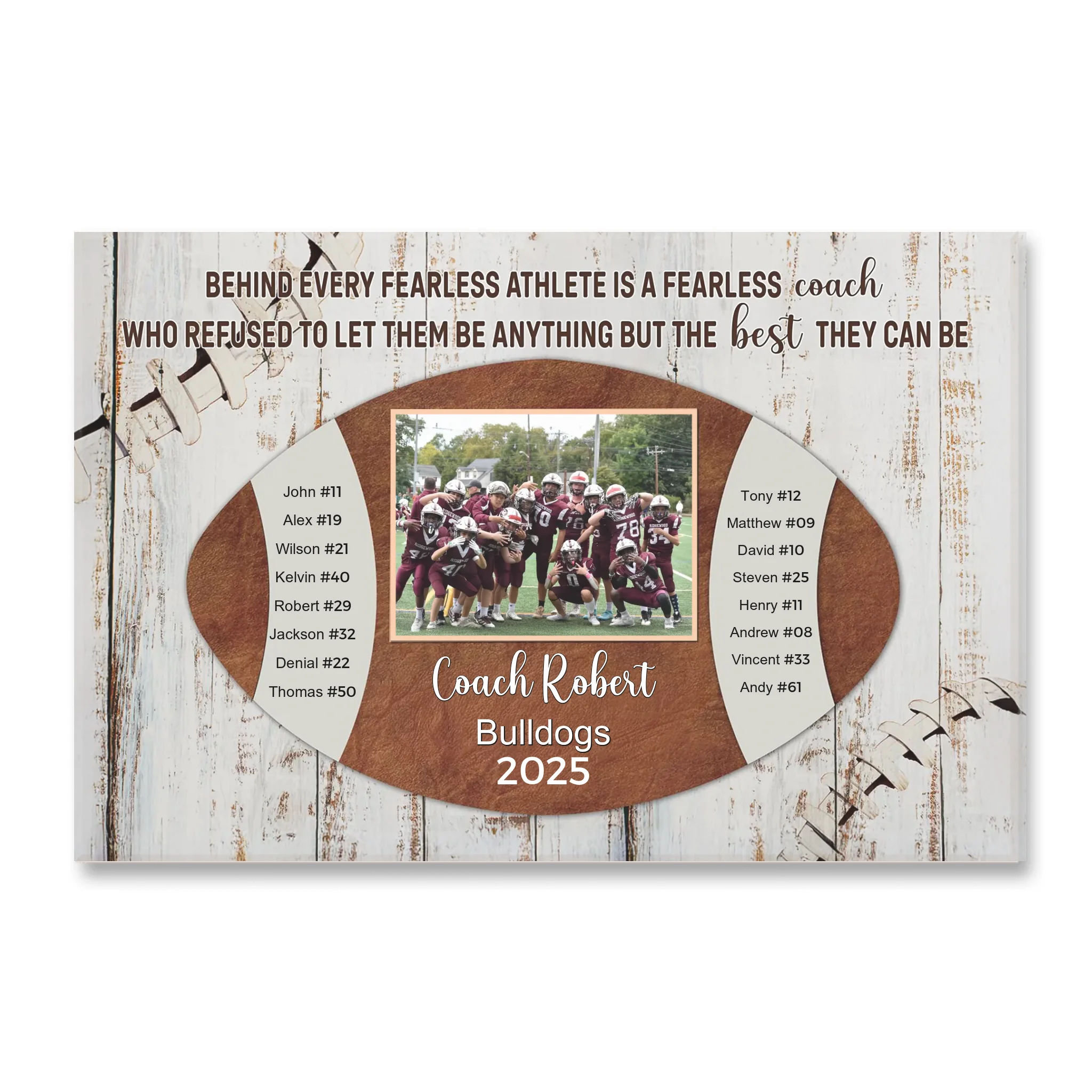 The Best Coaches Light The Fire Within - Personalized Canvas, Custom Team Photo & Player Roster Gift, Football Coach Thank You Gift