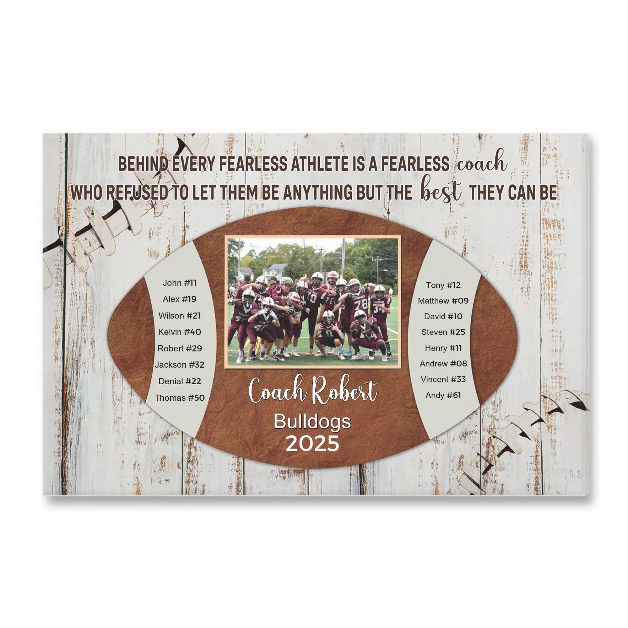 The Best Coaches Light The Fire Within - Personalized Canvas, Custom Team Photo & Player Roster Gift, Football Coach Thank You Gift