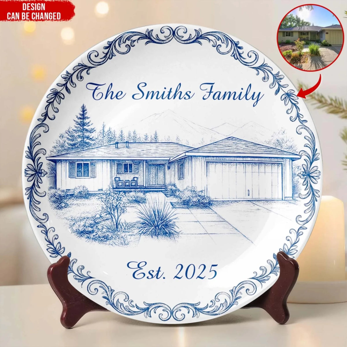 Home Is Our Favorite Place To Be - Personalized Ceramic Round Plate, Custom Photo Art New Home Gift, Housewarming Keepsake Decor