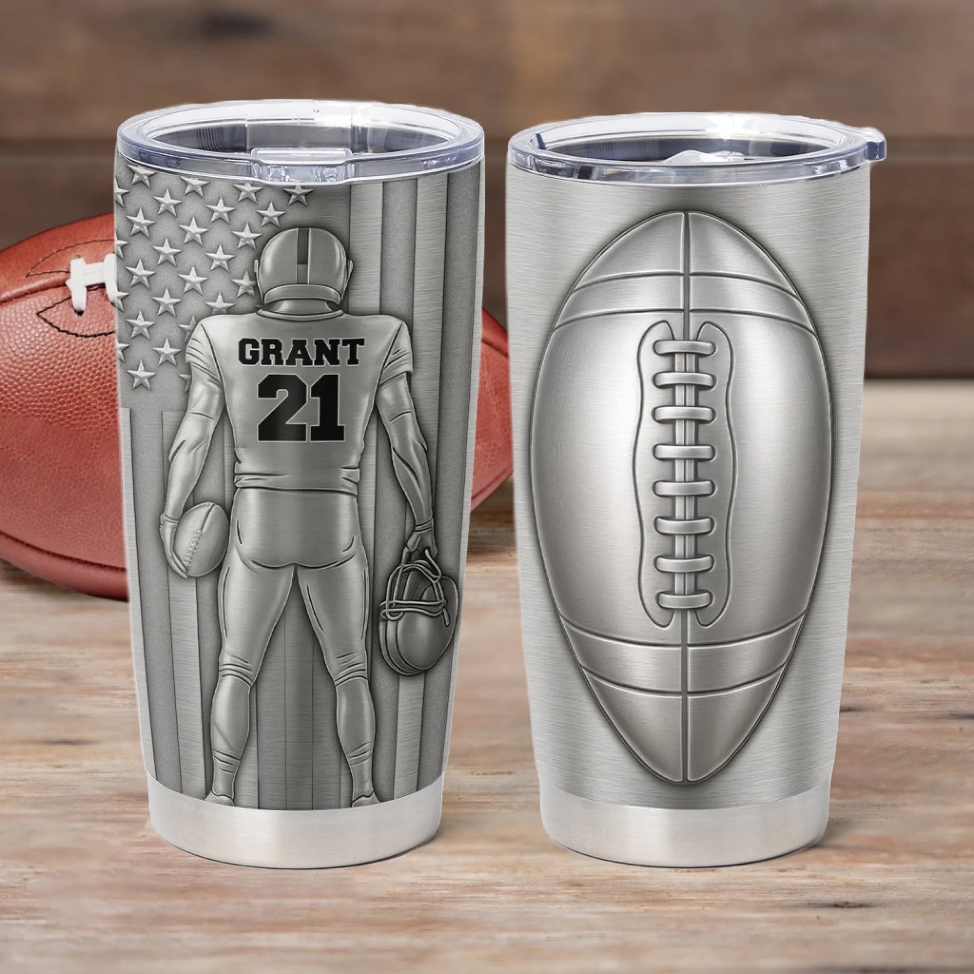 American Flag Football Is My Life - Personalized Tumbler, Gift For Football Lovers