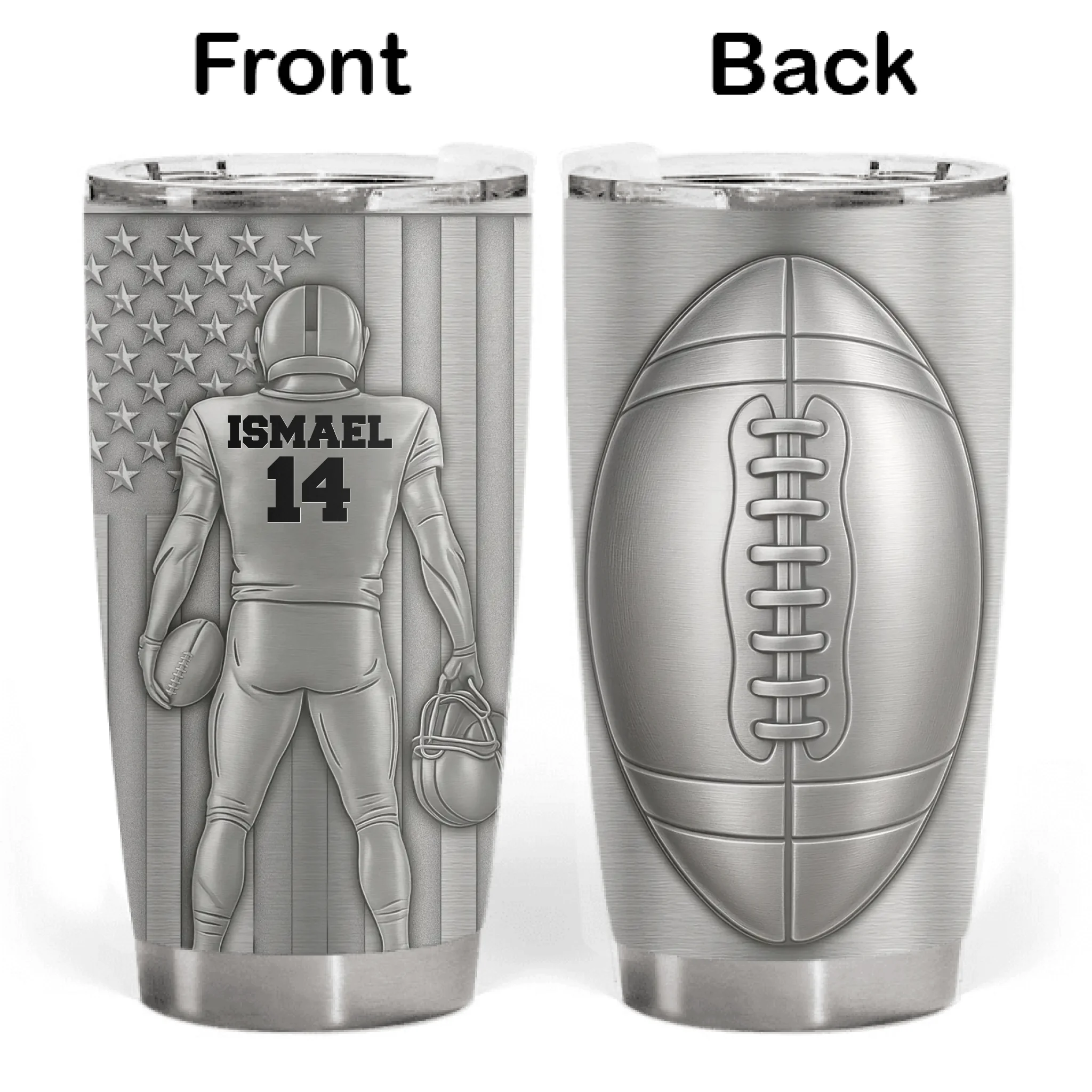 American Flag Football Is My Life - Personalized Tumbler, Gift For Football Lovers