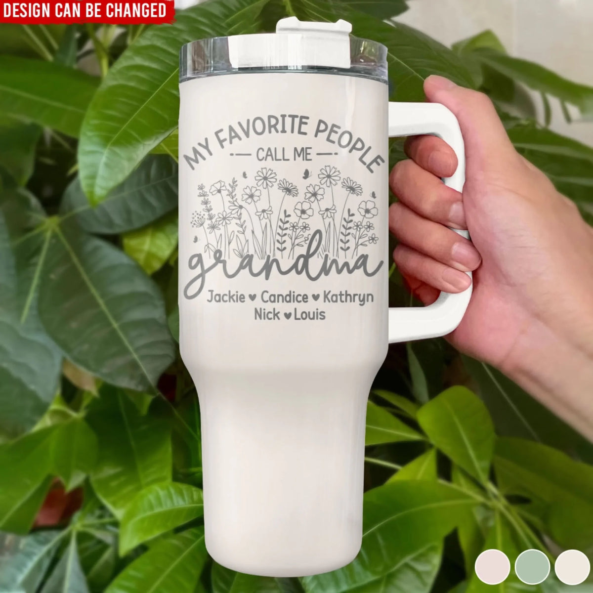 Custom Floral Grandma, My Favorite People Call Me Grandma - Personalized 40oz Tumbler, Gift For Grandma