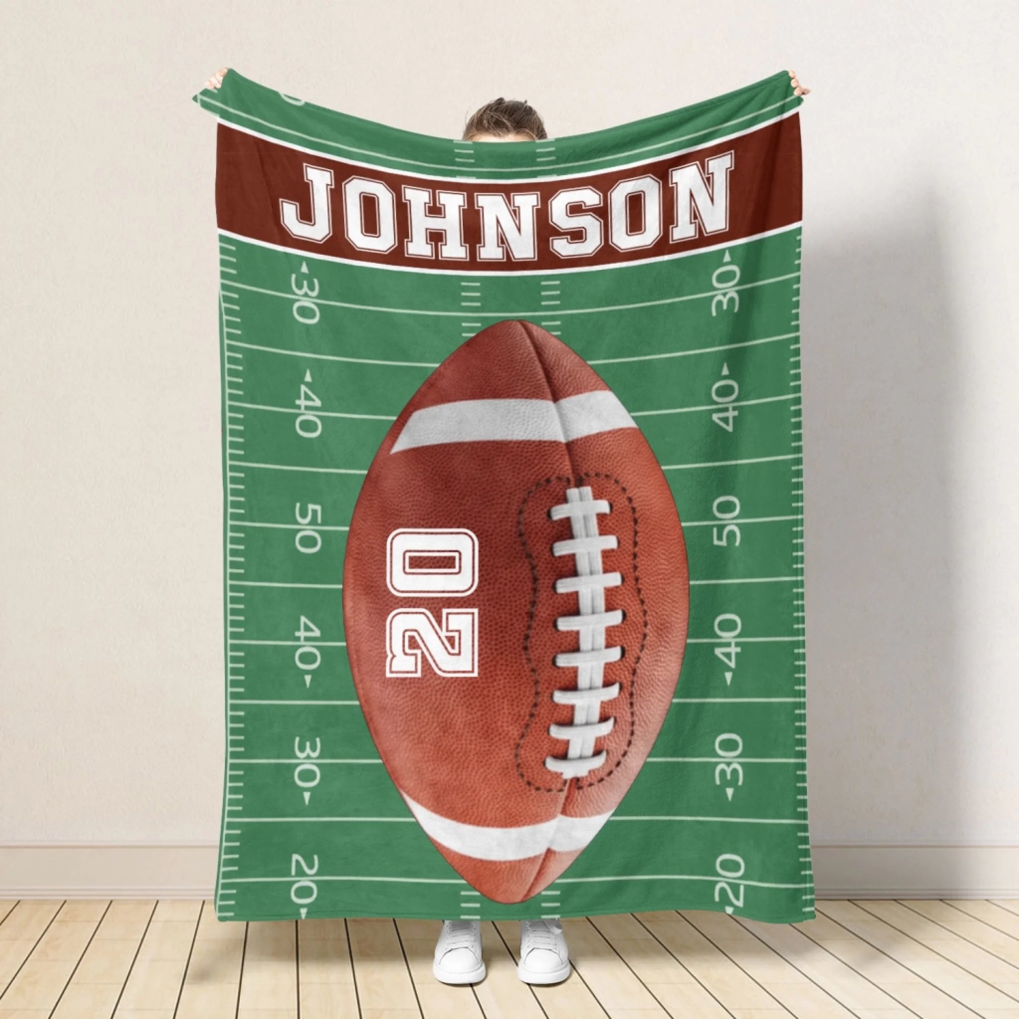Custom Name & Number Game Day Throw - Personalized Blanket, Gift For Football Players, Football Lover Gift
