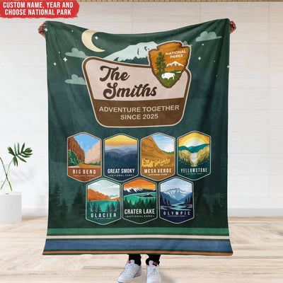 Leave The Road, Take The Trails - Personalized Blanket, Custom National Parks Photo Blanket, Adventure Lover's Gift