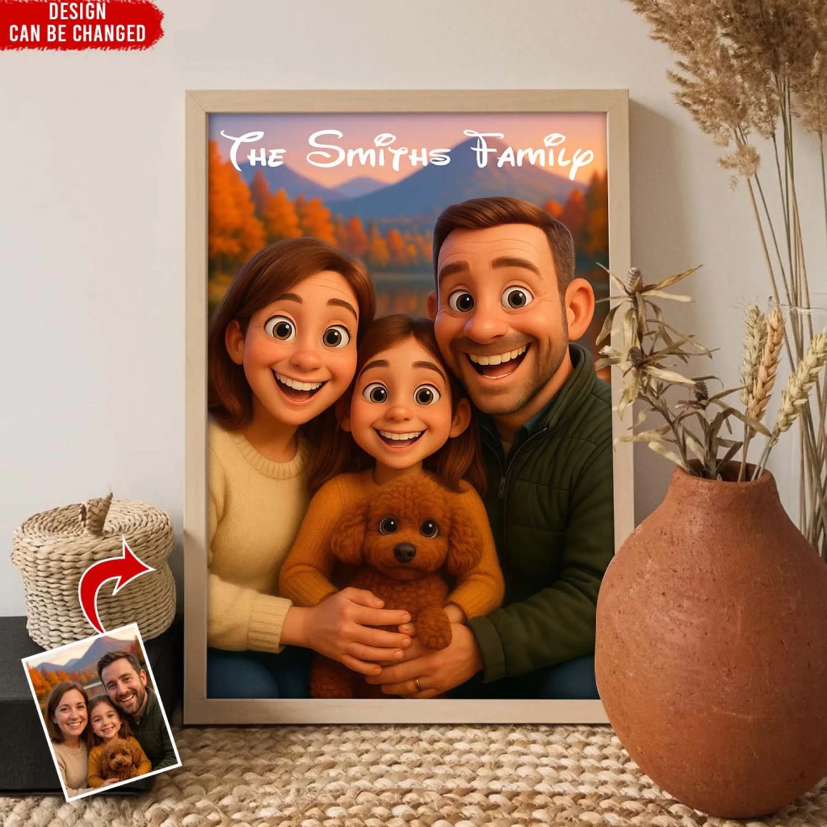 Together Is Our Favorite Place To Be - Personalized Poster, 3D Cartoon Portrait, Pixar Style Family Gift