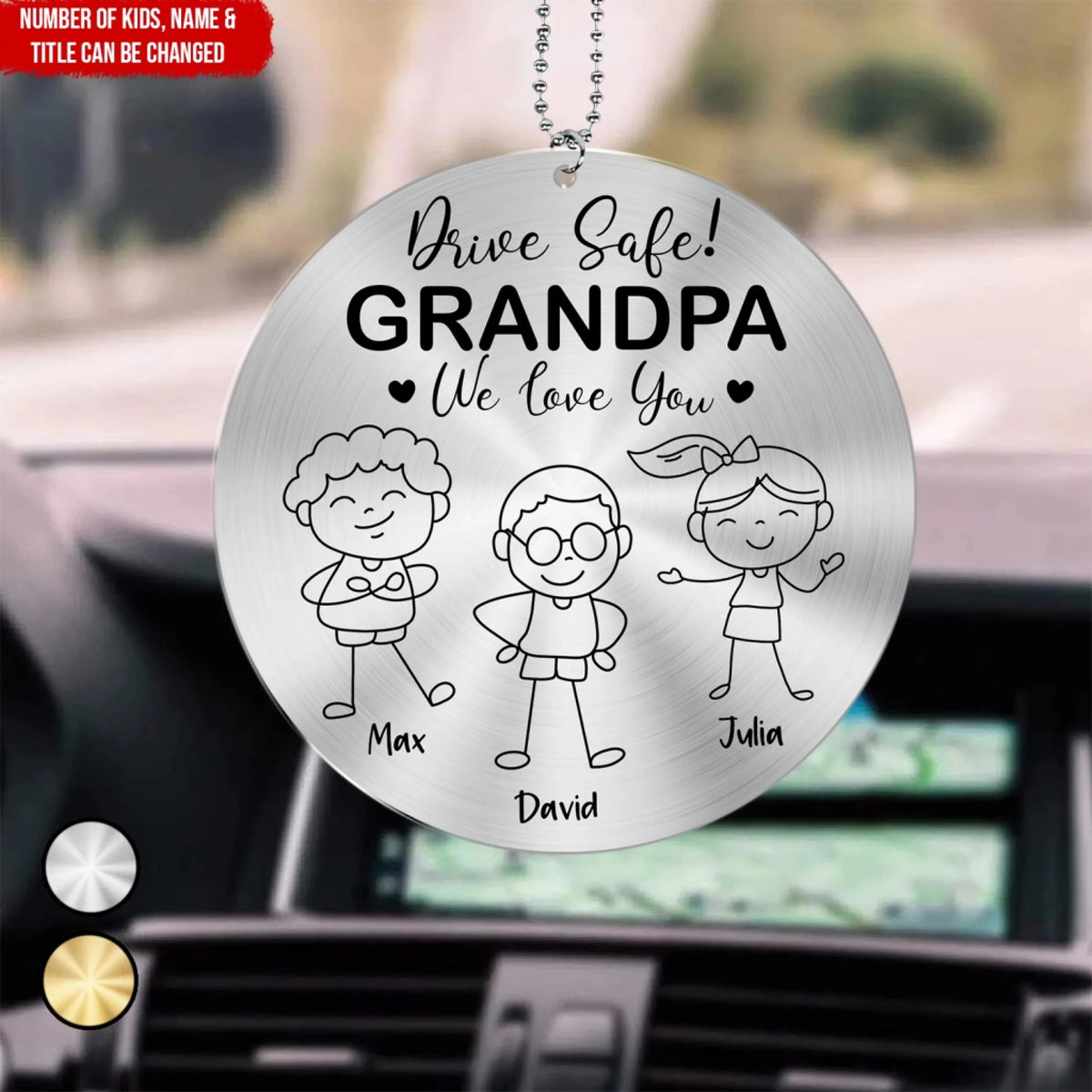 Drive Safe With Love Every Mile - Personalized Acrylic Car Hanger, Family Gift, Car Decor For Your Family Member