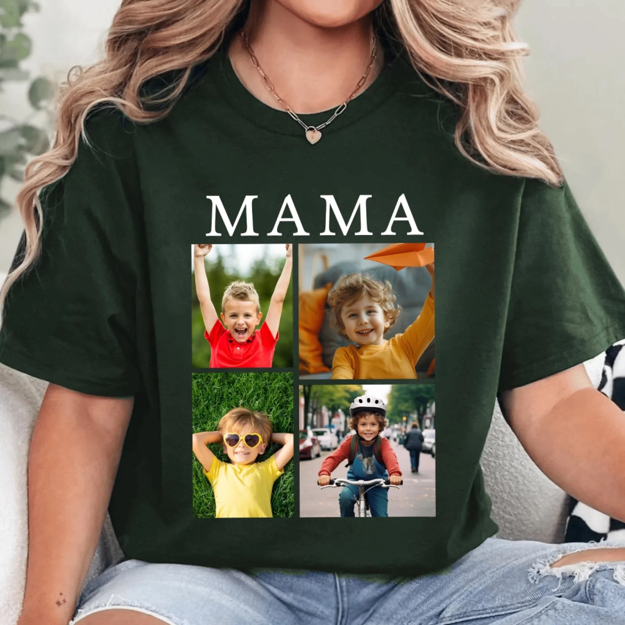 Behind Every Great Grandchild Is A Very Proud Grandma - Personalized T-Shirt, Mom/Grandma Shirt, Custom Photo Family Gift