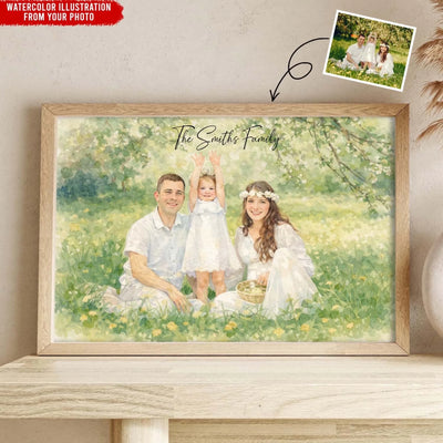 Our Family Painted With Love - Personalized Poster, Watercolor Family Portrait, Gift For Family, Meaningful Home Decor