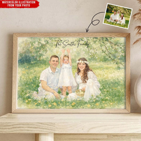 Our Family Painted With Love - Personalized Poster, Watercolor Family Portrait, Gift For Family, Meaningful Home Decor