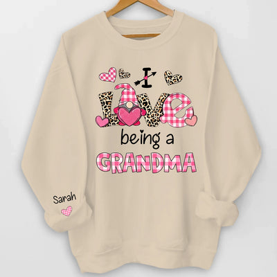 Valentine Gnome I Love Being A Grandma – Personalized Sleeve Print Sweatshirt, Gift For Family, Grandma