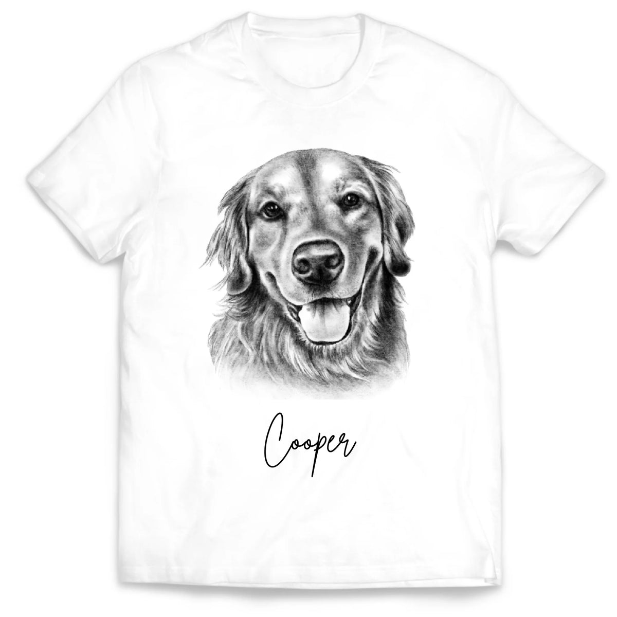 Adorable Charcoal Pet Portrait - Personalized T-Shirt, Pet Drawing Portrait Gift For Pet Lovers
