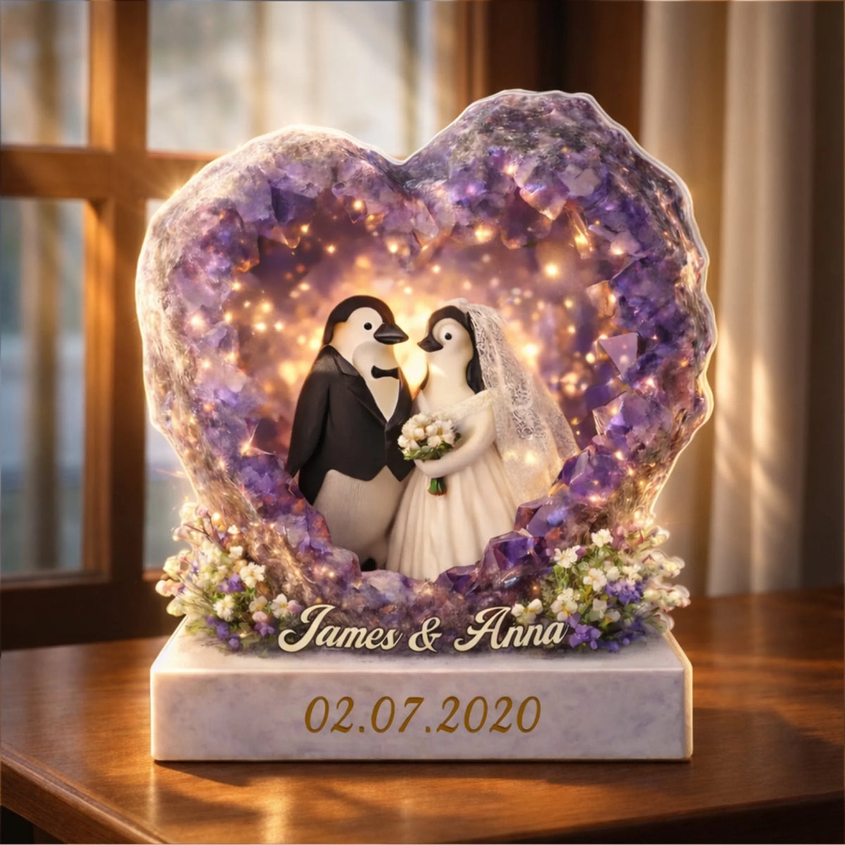 The Day You Became Forever My Penguin - Personalized Acrylic Plaque, Gift For Couples, Wedding Keepsake Gift, Anniversary Decor Gift