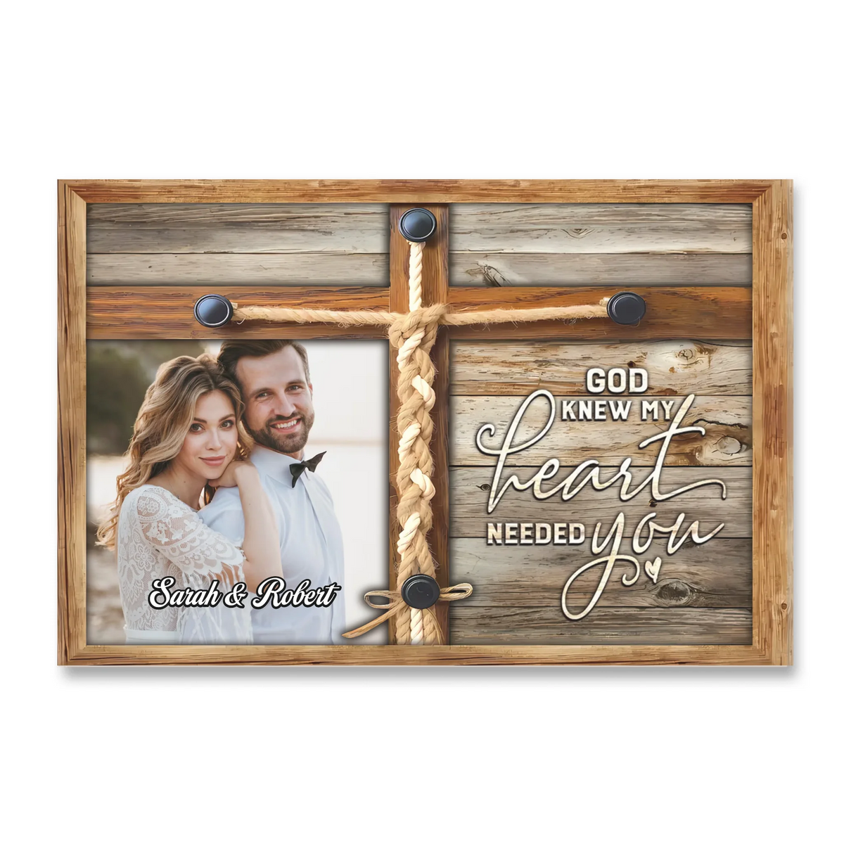 God Knew My Heart Needed You - Personalized Canvas, Gift For Couples, Custom Couple Photo Canvas
